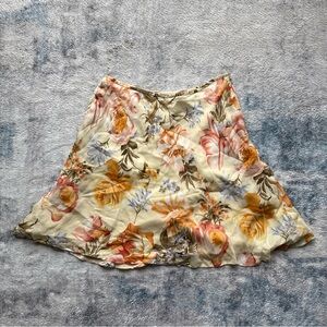 Linda Allard Ellen Tracy 100% Silk Floral Spring Midi Skirt Vintage Size M/L 14
